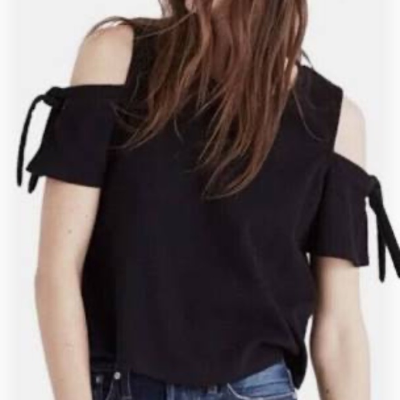 Madewell Skylark Cold Shoulder Knit Top Black L - Picture 1 of 3